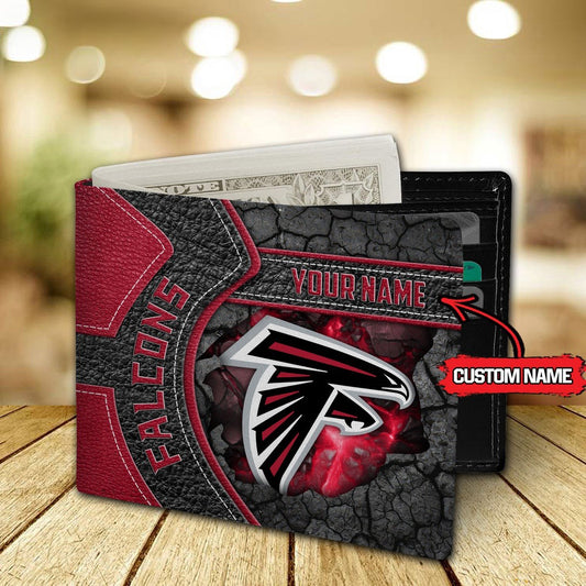 Atlanta Falcons Football Custom Name Men’s Classic Leather Wallet AZHAMW000007