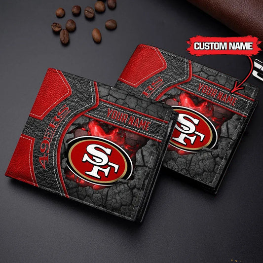 San Francisco 49ers Football Custom Name Men’s Classic Leather Wallet AZHAMW000008