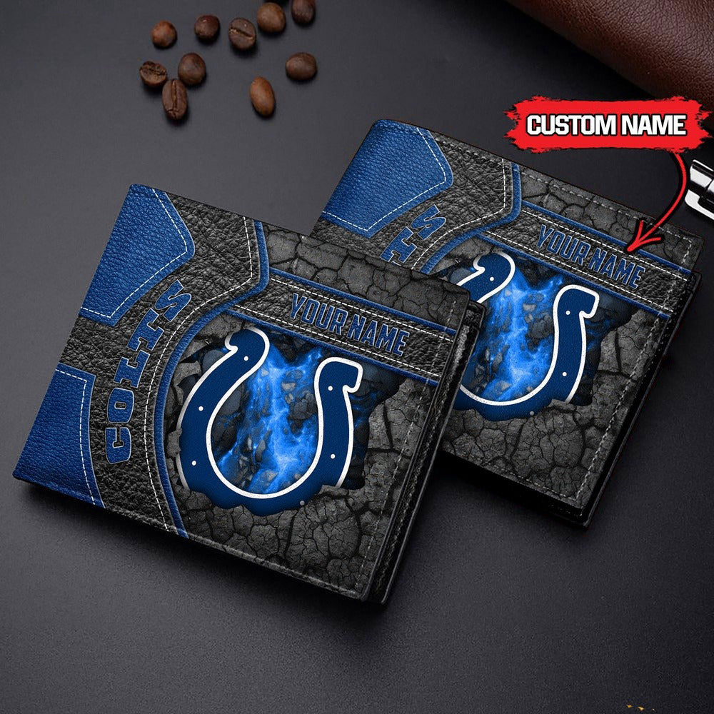 Indianapolis Colts Football Custom Name Men’s Classic Leather Wallet AZHAMW000009