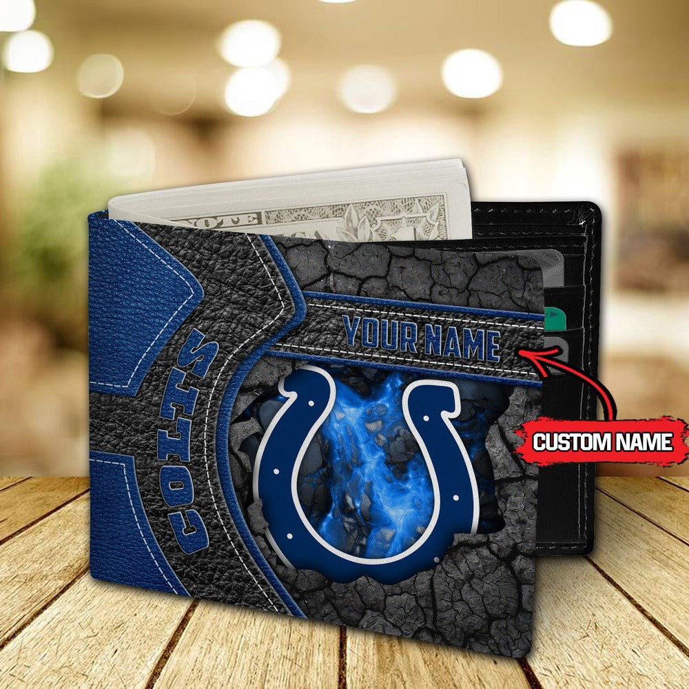 Indianapolis Colts Football Custom Name Men’s Classic Leather Wallet AZHAMW000009