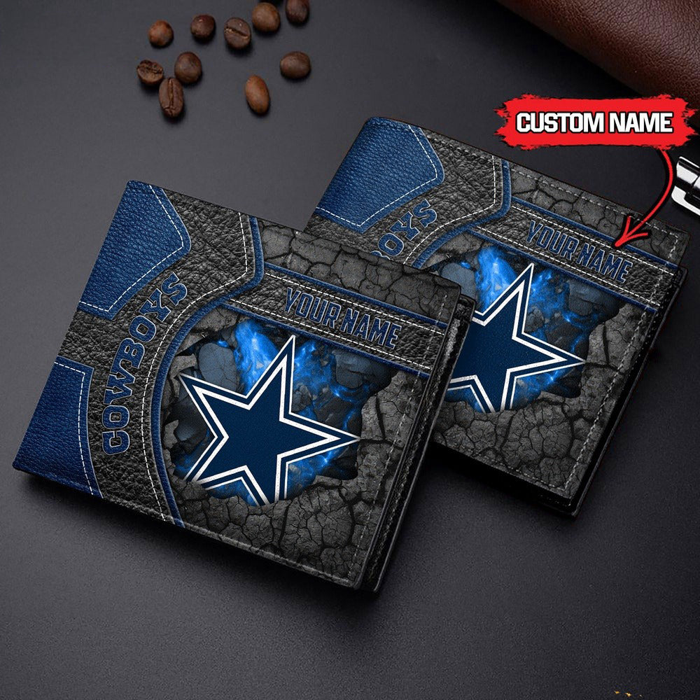 Dallas Cowboys Football Custom Name Men’s Classic Leather Wallet AZHAMW000020
