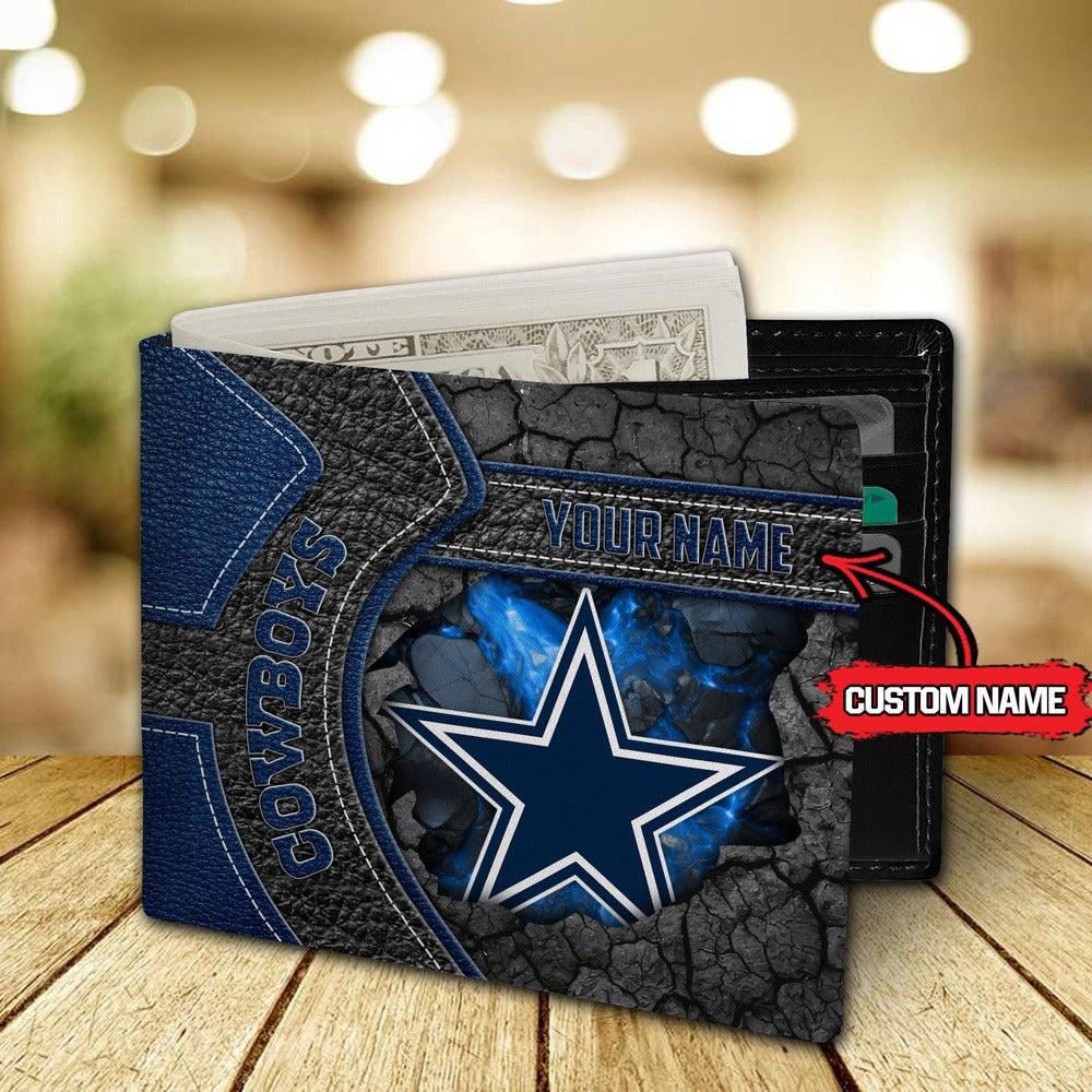 Dallas Cowboys Football Custom Name Men’s Classic Leather Wallet AZHAMW000020