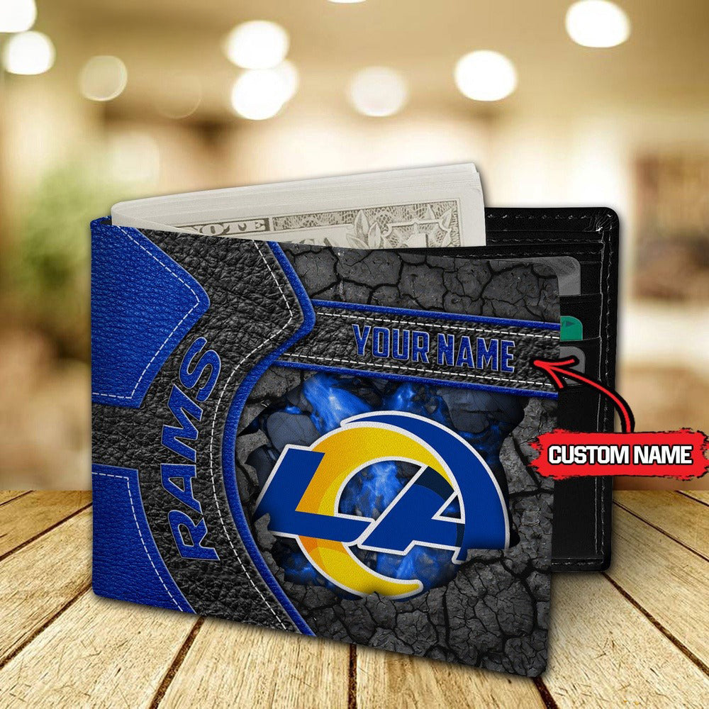 Los Angeles Rams Football Custom Name Men’s Classic Leather Wallet AZHAMW000021