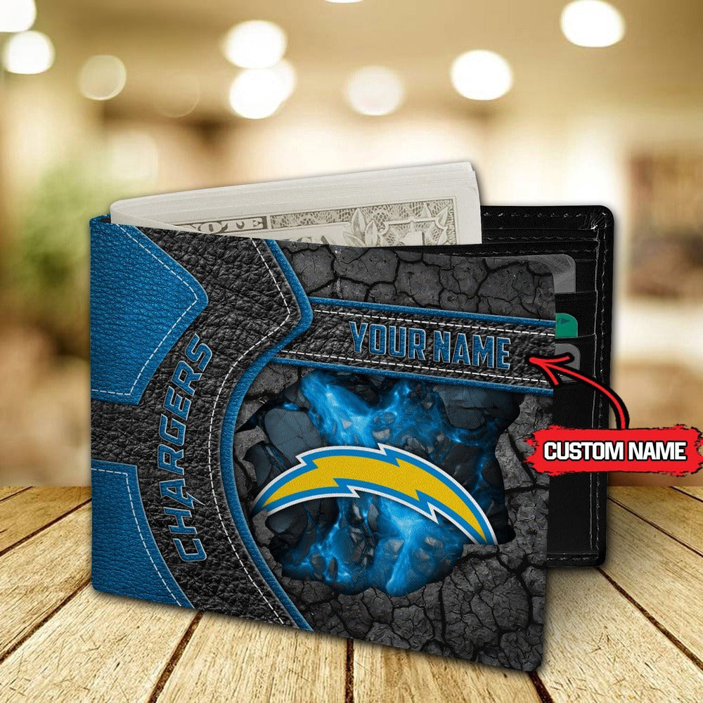 Los Angeles Chargers Football Custom Name Men’s Classic Leather Wallet AZHAMW000030