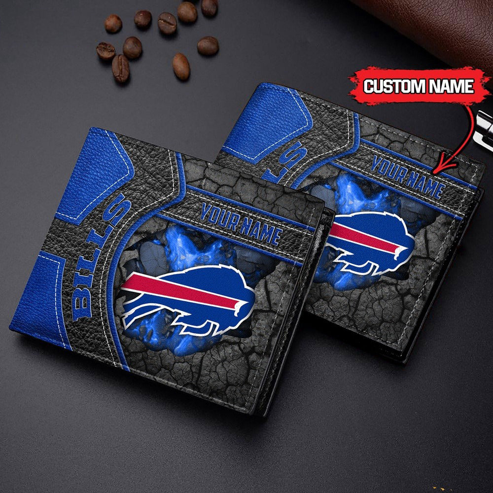 Buffalo Bills Football Custom Name Men’s Classic Leather Wallet AZHAMW000032