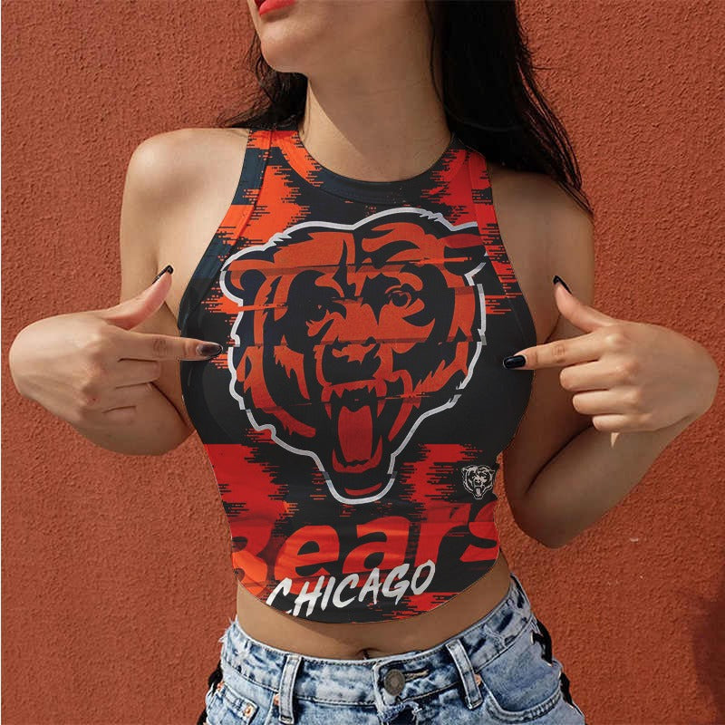 Chicago Bears Casual Style Printed Women Halter Neck Crop Top AZHAWHNC000005