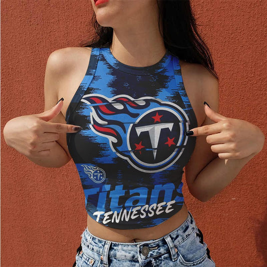 Tennessee Titans Casual Style Printed Women Halter Neck Crop Top AZHAWHNC000011