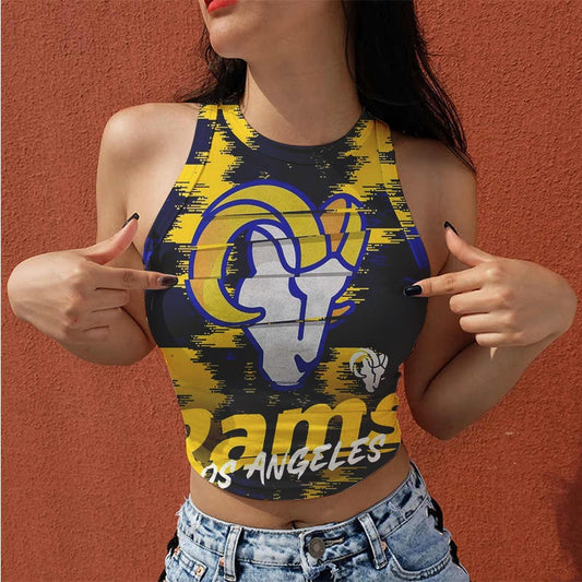 Los Angeles Rams Casual Style Printed Women Halter Neck Crop Top AZHAWHNC000013