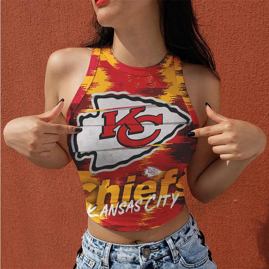 Kansas City Chiefs Casual Style Printed Women Halter Neck Crop Top AZHAWHNC000014