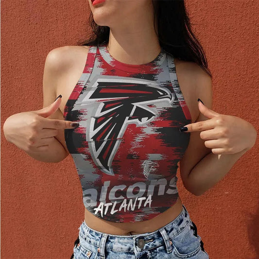 Atlanta Falcons Casual Style Printed Women Halter Neck Crop Top AZHAWHNC000017