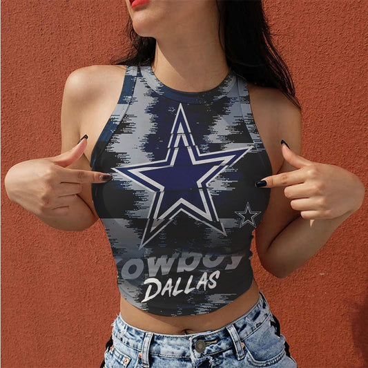 Dallas Cowboys Casual Style Printed Women Halter Neck Crop Top AZHAWHNC000019