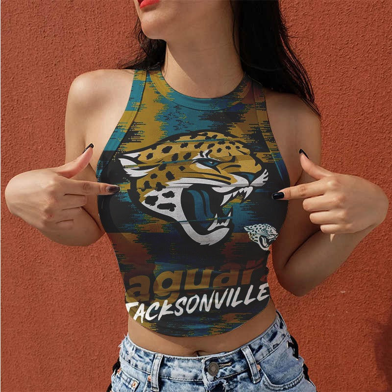 Jacksonville Jaguars Casual Style Printed Women Halter Neck Crop Top AZHAWHNC000027