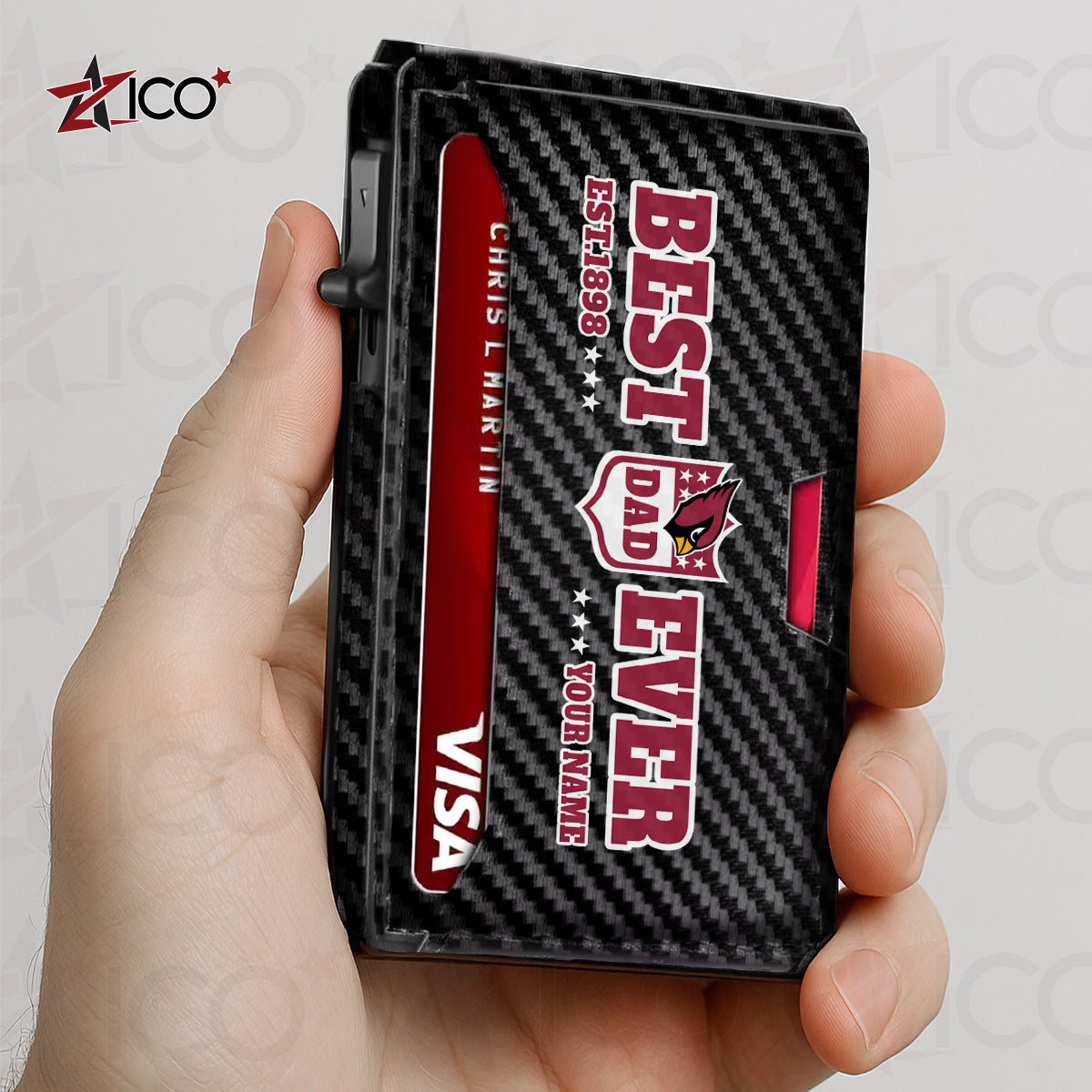Arizona Cardinals Leather Card Holder Trending 2025 Farther’s Day AZHG2DCH000001