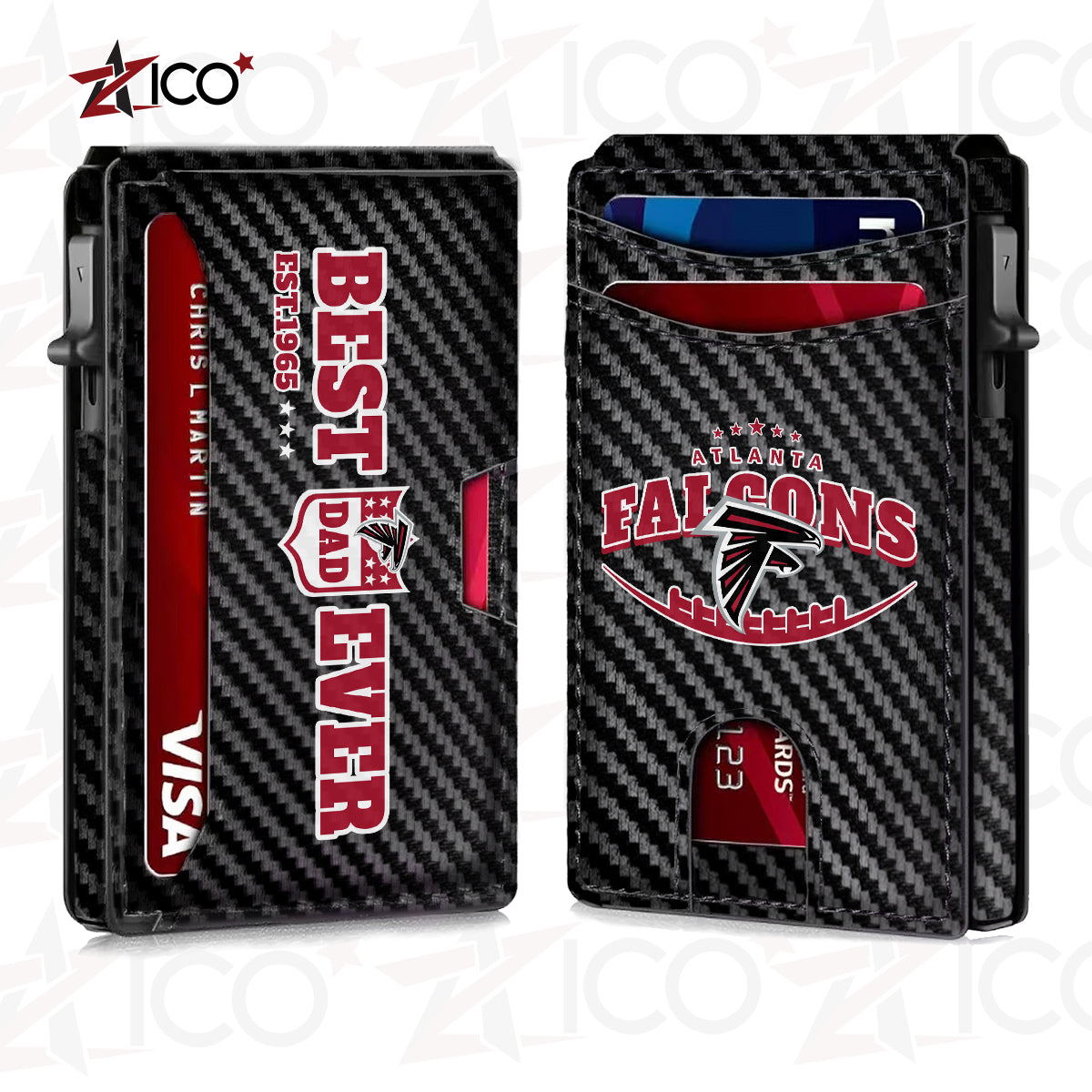Atlanta Falcons Leather Card Holder Trending 2025 Farther’s Day AZHG2DCH000002