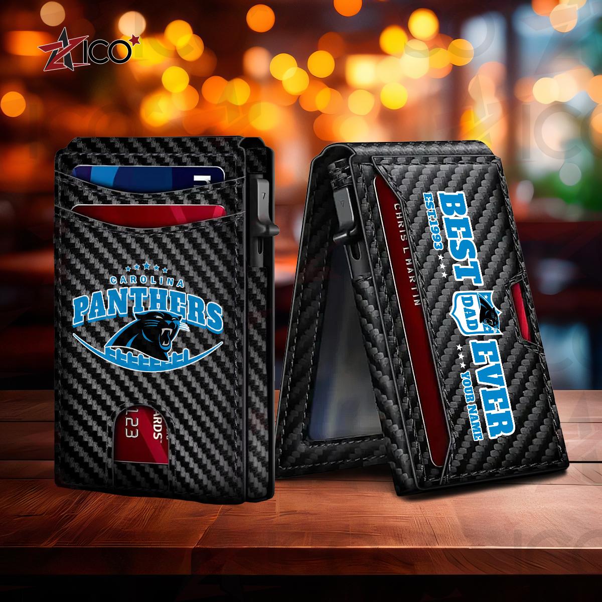 Carolina Panthers Leather Card Holder Trending 2025 Farther’s Day AZHG2DCH000005