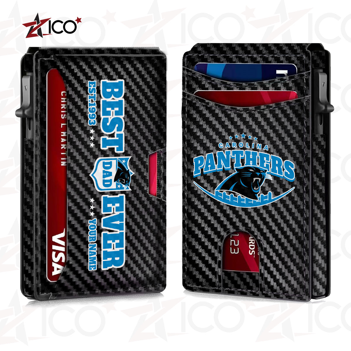 Carolina Panthers Leather Card Holder Trending 2025 Farther’s Day AZHG2DCH000005