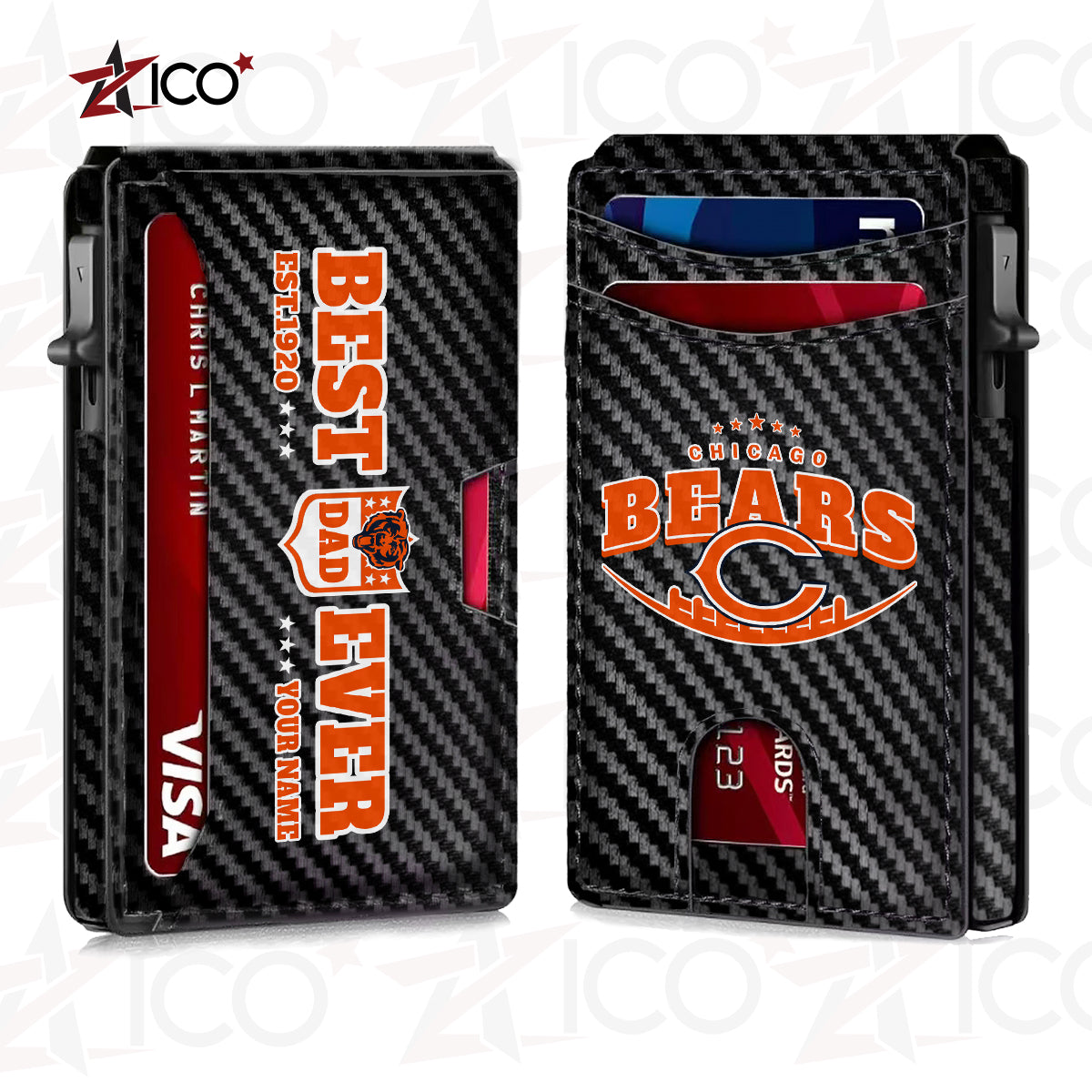 Chicago Bears Leather Card Holder Trending 2025 Farther’s Day AZHG2DCH000006