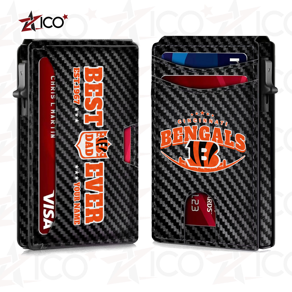 Cincinnati Bengals Leather Card Holder Trending 2025 Farther’s Day AZHG2DCH000007