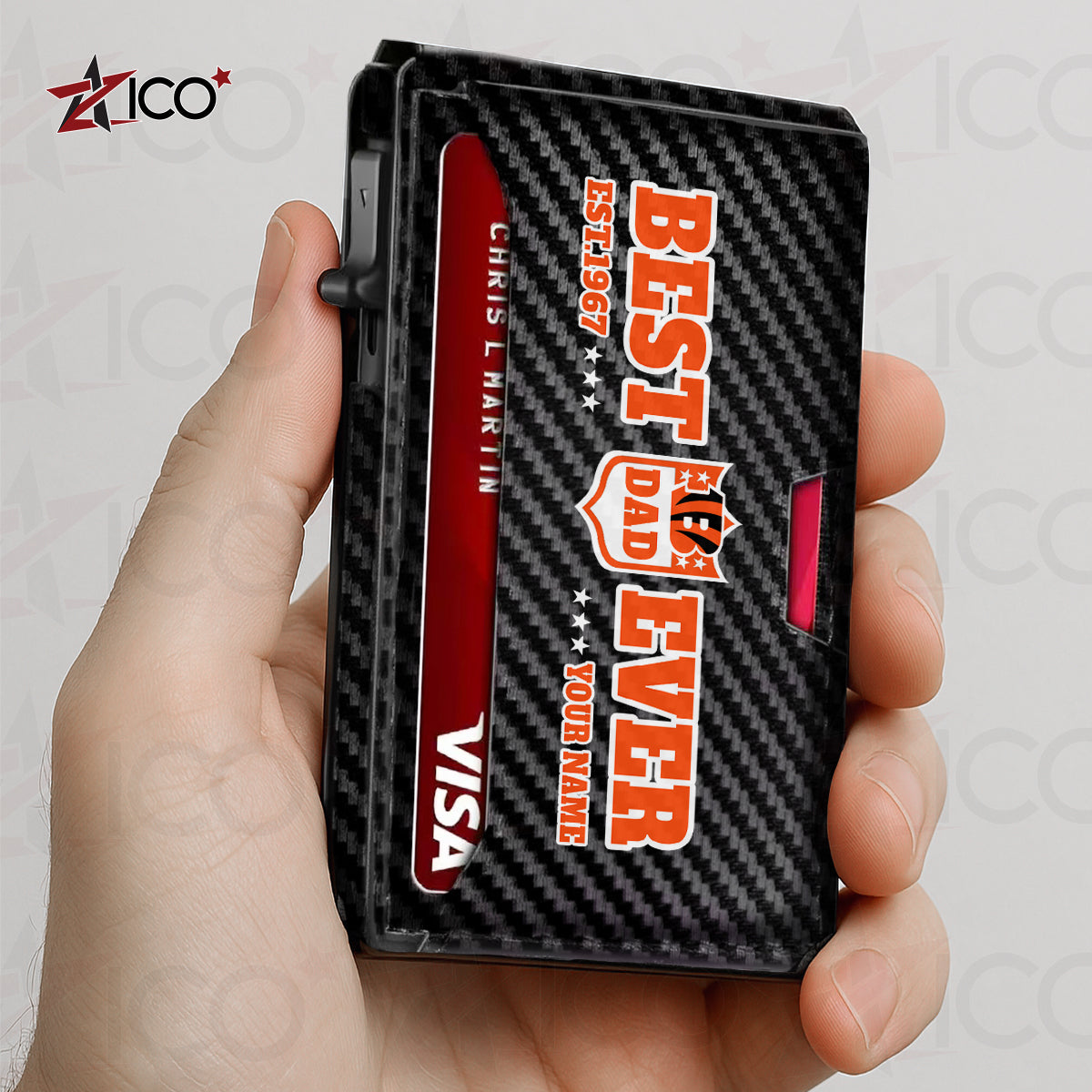 Cincinnati Bengals Leather Card Holder Trending 2025 Farther’s Day AZHG2DCH000007