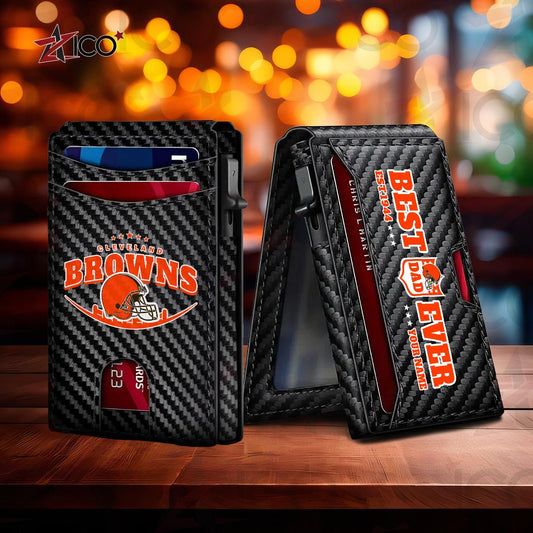 Cleveland Browns Leather Card Holder Trending 2025 Farther’s Day AZHG2DCH000008