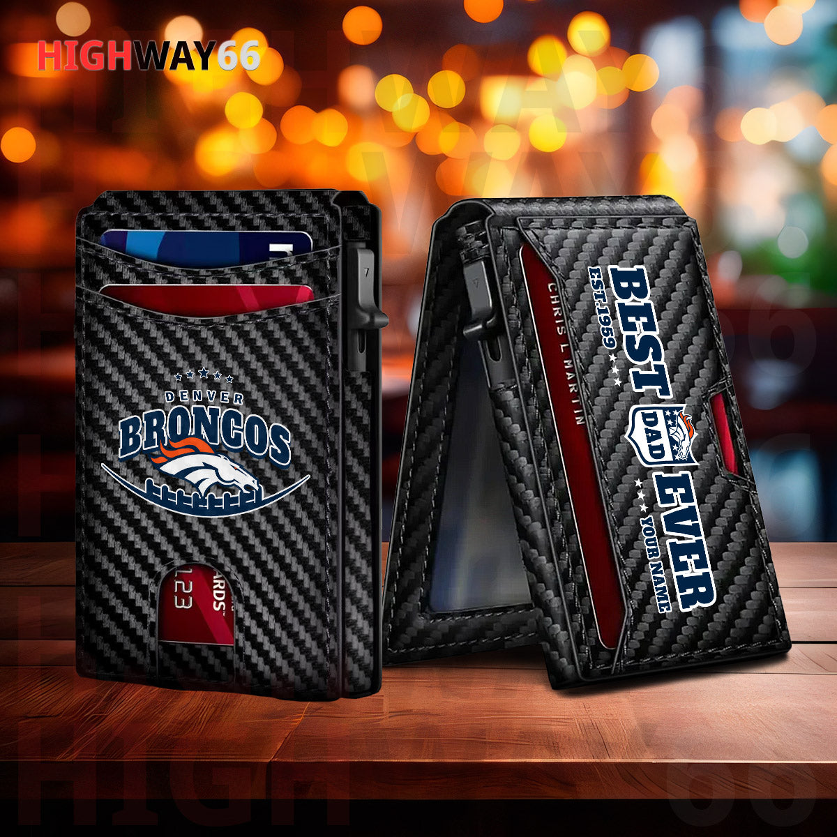 Denver Broncos Leather Card Holder Trending 2025 Farther’s Day AZHG2DCH000010