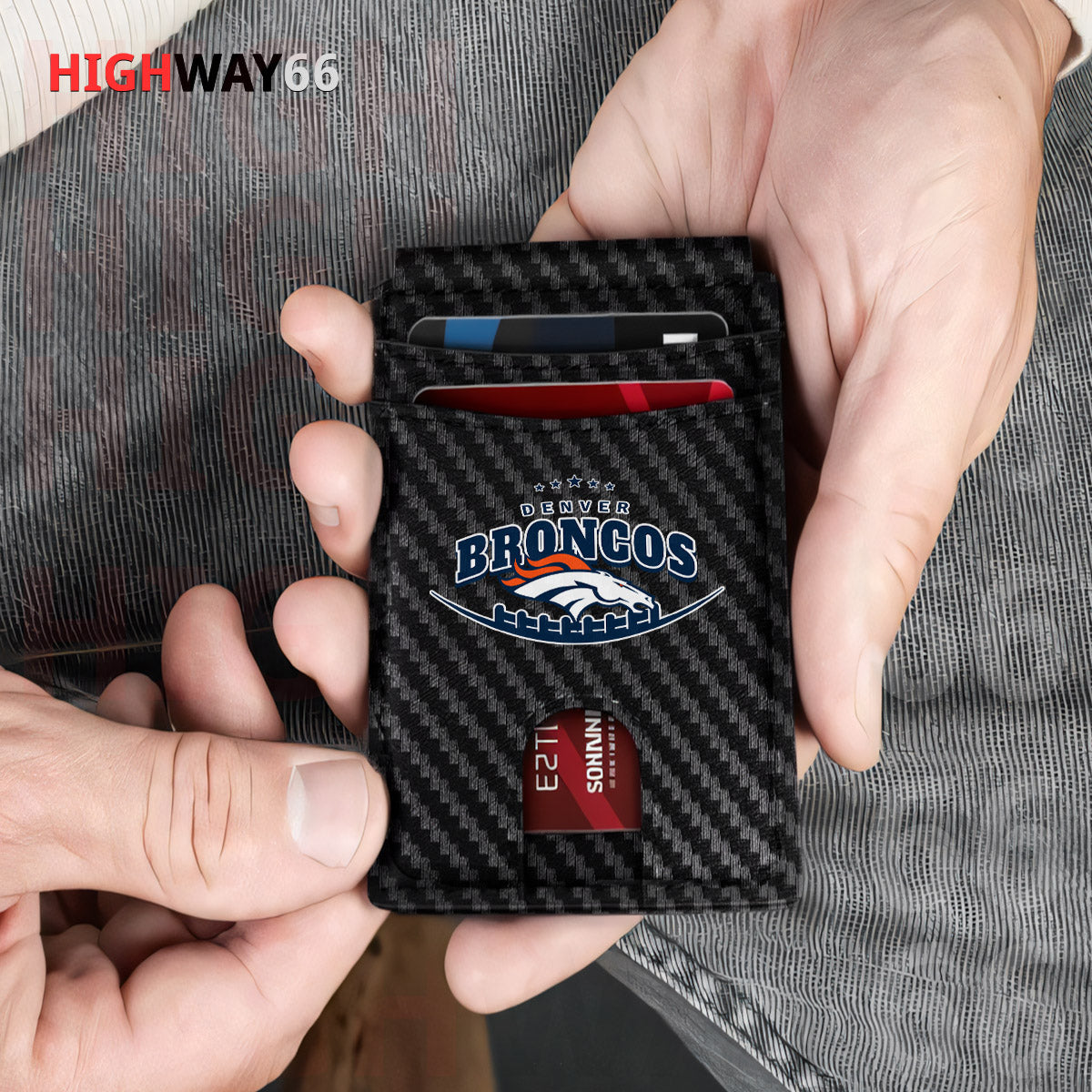 Denver Broncos Leather Card Holder Trending 2025 Farther’s Day AZHG2DCH000010
