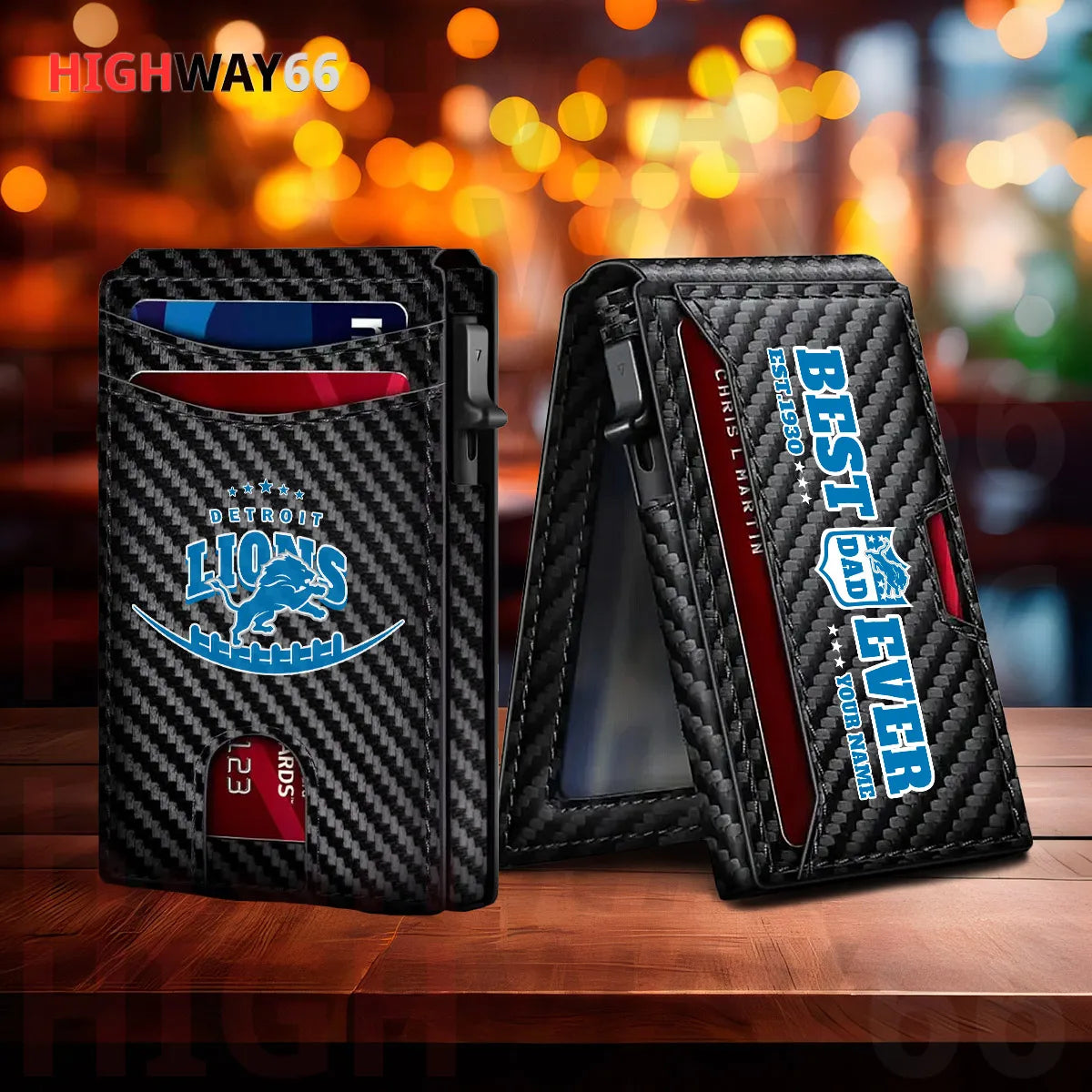 Detroit Lions Leather Card Holder Trending 2025 Farther’s Day AZHG2DCH000011