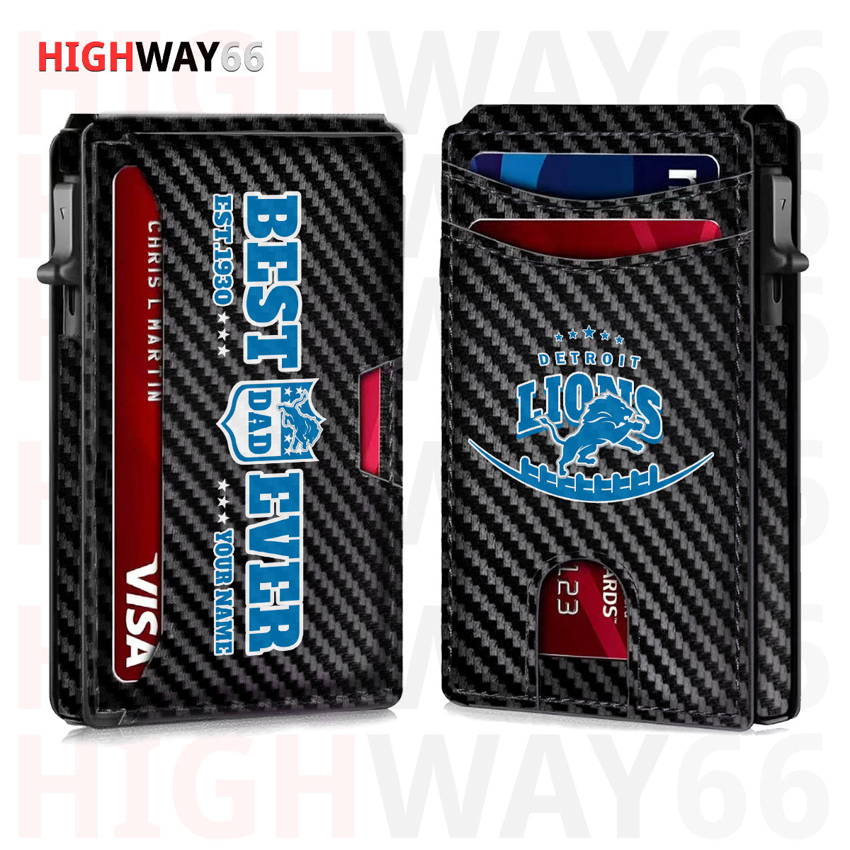 Detroit Lions Leather Card Holder Trending 2025 Farther’s Day AZHG2DCH000011
