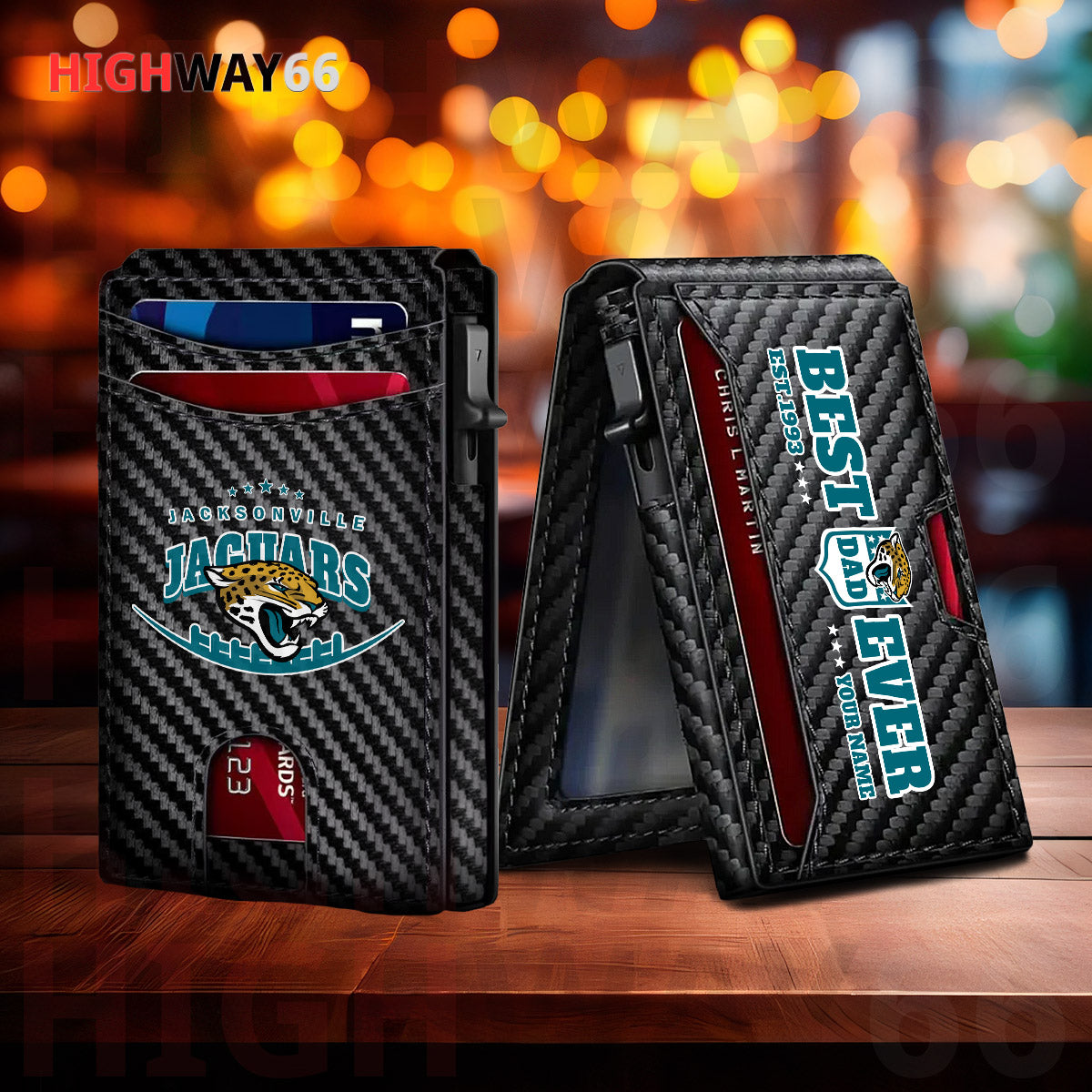 Jacksonville Jaguars Leather Card Holder Trending 2025 Farther’s Day AZHG2DCH000015