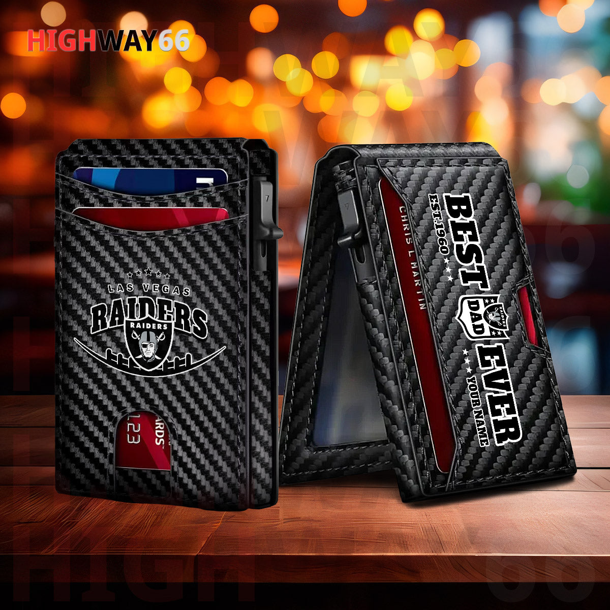 Las Vegas Raiders Leather Card Holder Trending 2025 Farther’s Day AZHG2DCH000017
