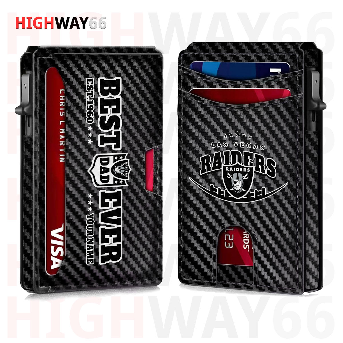Las Vegas Raiders Leather Card Holder Trending 2025 Farther’s Day AZHG2DCH000017