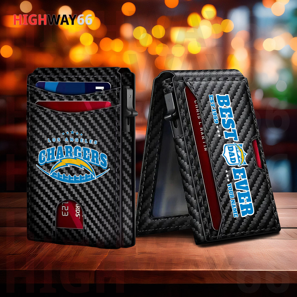 Los Angeles Chargers Leather Card Holder Trending 2025 Farther’s Day AZHG2DCH000018