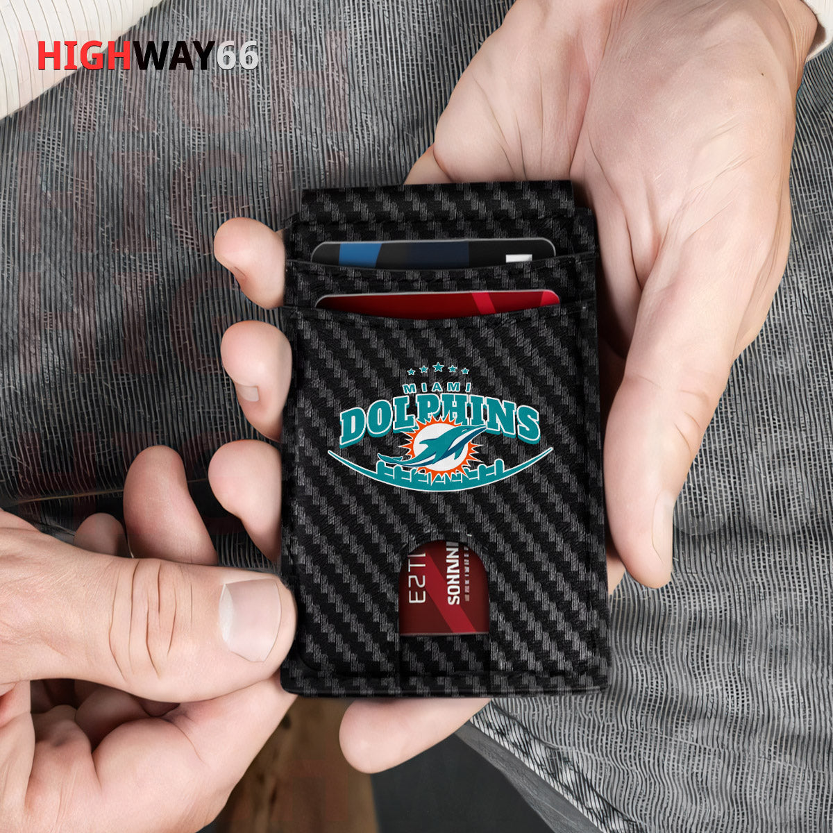 Miami Dolphins Leather Card Holder Trending 2025 Farther’s Day AZHG2DCH000020