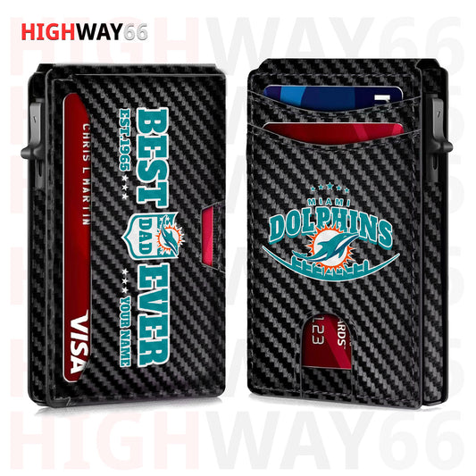 Miami Dolphins Leather Card Holder Trending 2025 Farther’s Day AZHG2DCH000020