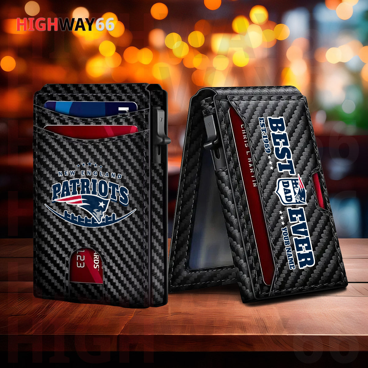 New England Patriots Leather Card Holder Trending 2025 Farther’s Day AZHG2DCH000022