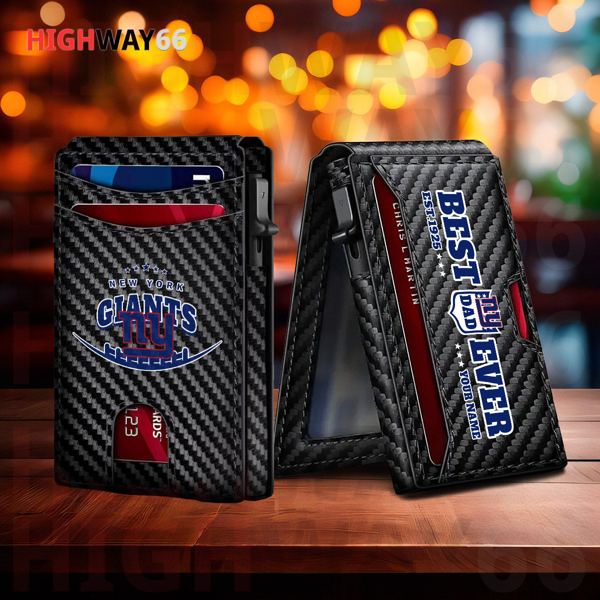 New York Giants Leather Card Holder Trending 2025 Farther’s Day AZHG2DCH000024