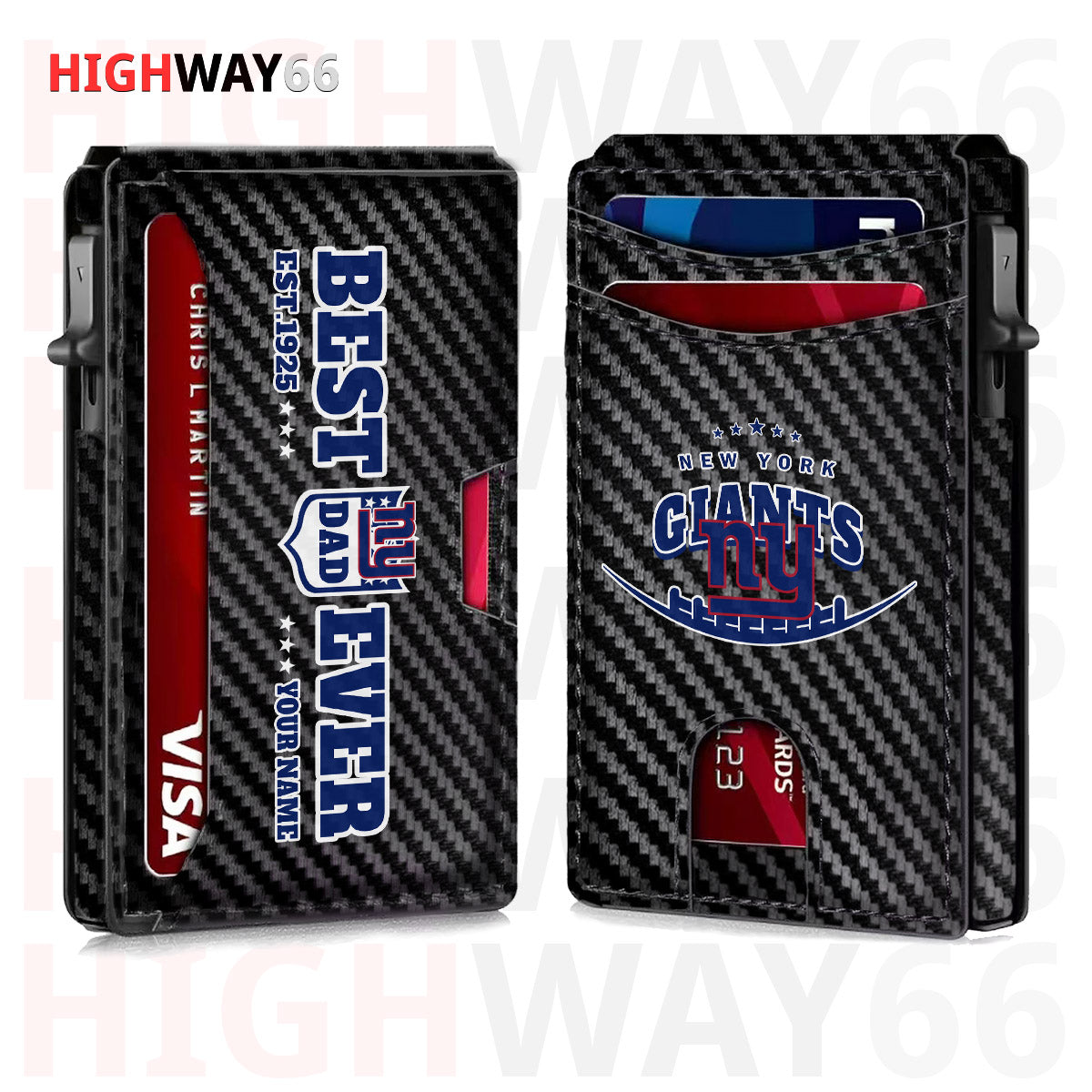 New York Giants Leather Card Holder Trending 2025 Farther’s Day AZHG2DCH000024