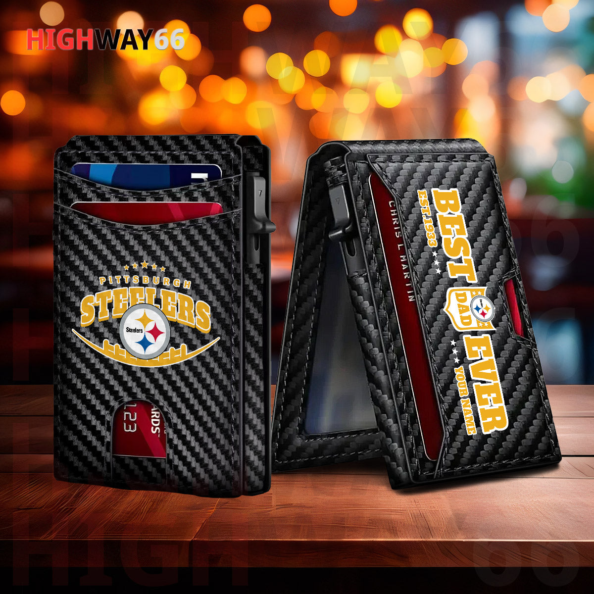 Pittsburgh Steelers Leather Card Holder Trending 2025 Farther’s Day AZHG2DCH000027