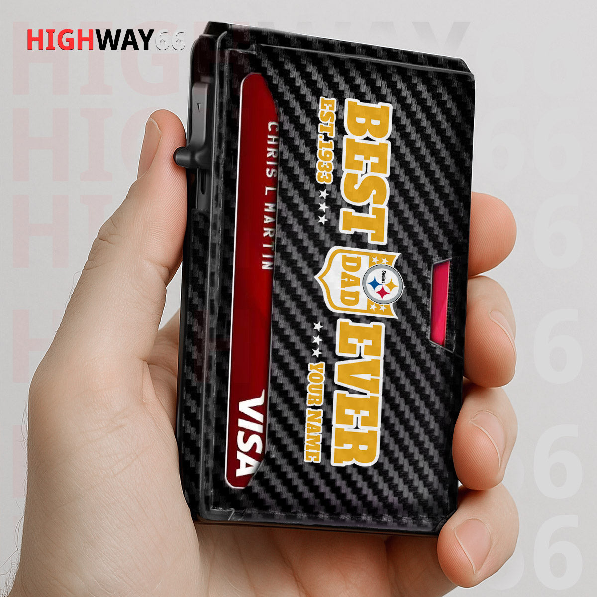 Pittsburgh Steelers Leather Card Holder Trending 2025 Farther’s Day AZHG2DCH000027