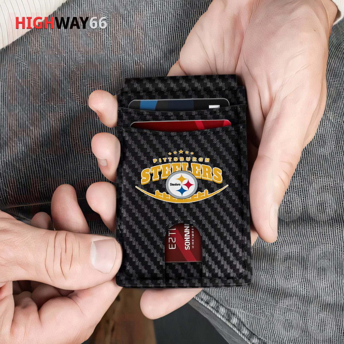 Pittsburgh Steelers Leather Card Holder Trending 2025 Farther’s Day AZHG2DCH000027