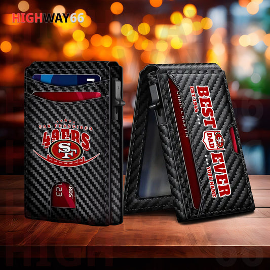 San Francisco 49ers Leather Card Holder Trending 2025 Farther’s Day AZHG2DCH000028