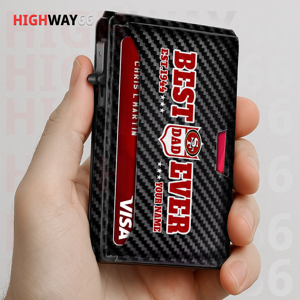 San Francisco 49ers Leather Card Holder Trending 2025 Farther’s Day AZHG2DCH000028