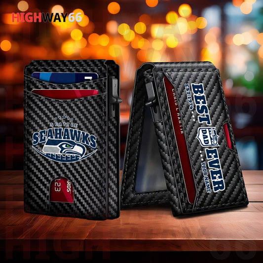 Seattle Seahawks Leather Card Holder Trending 2025 Farther’s Day AZHG2DCH000029