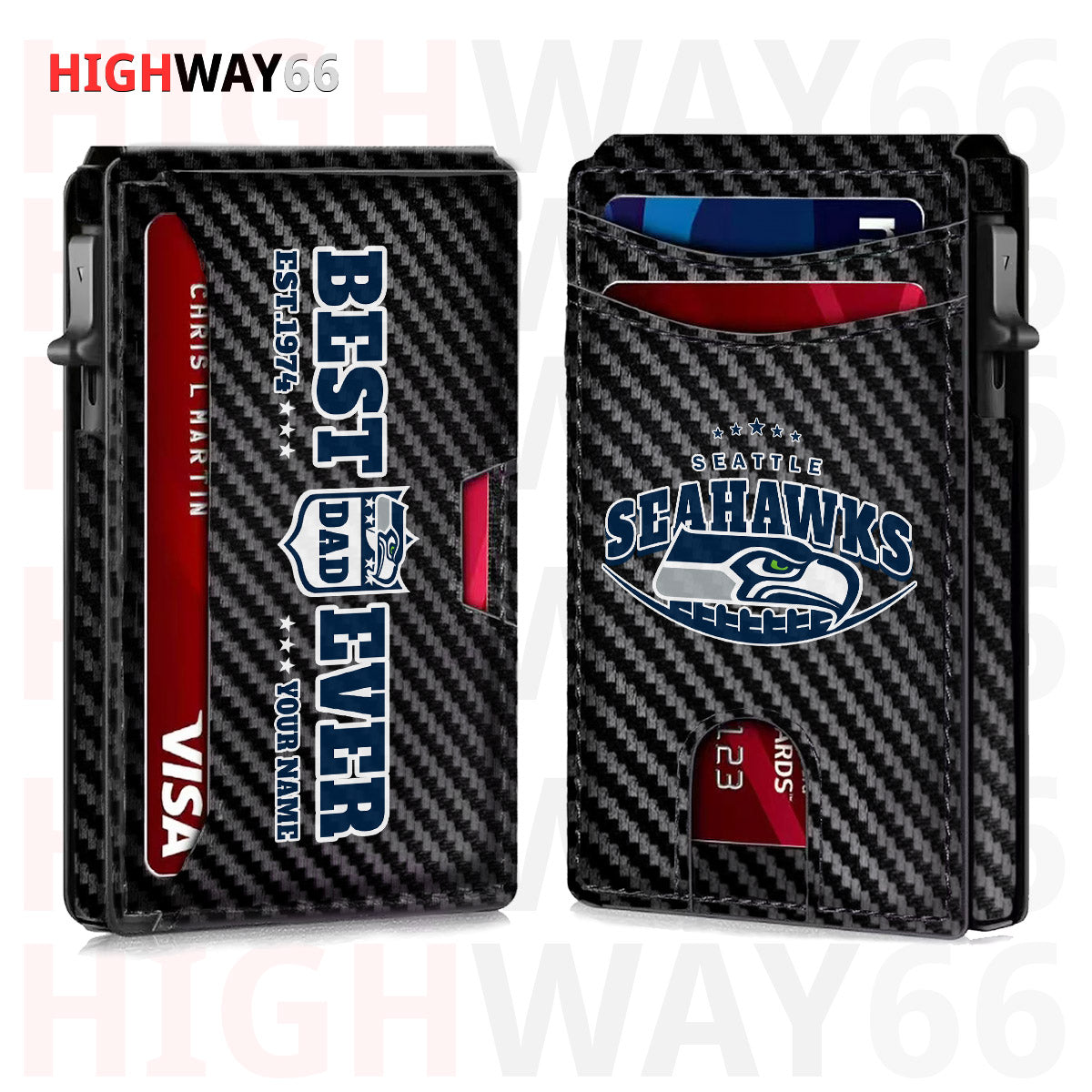 Seattle Seahawks Leather Card Holder Trending 2025 Farther’s Day AZHG2DCH000029