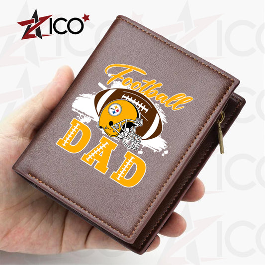 Pittsburgh Steelers Farther’s Day Men’s Slim Vertical Leather Wallet Trending 2025 AZHGSVLW000027