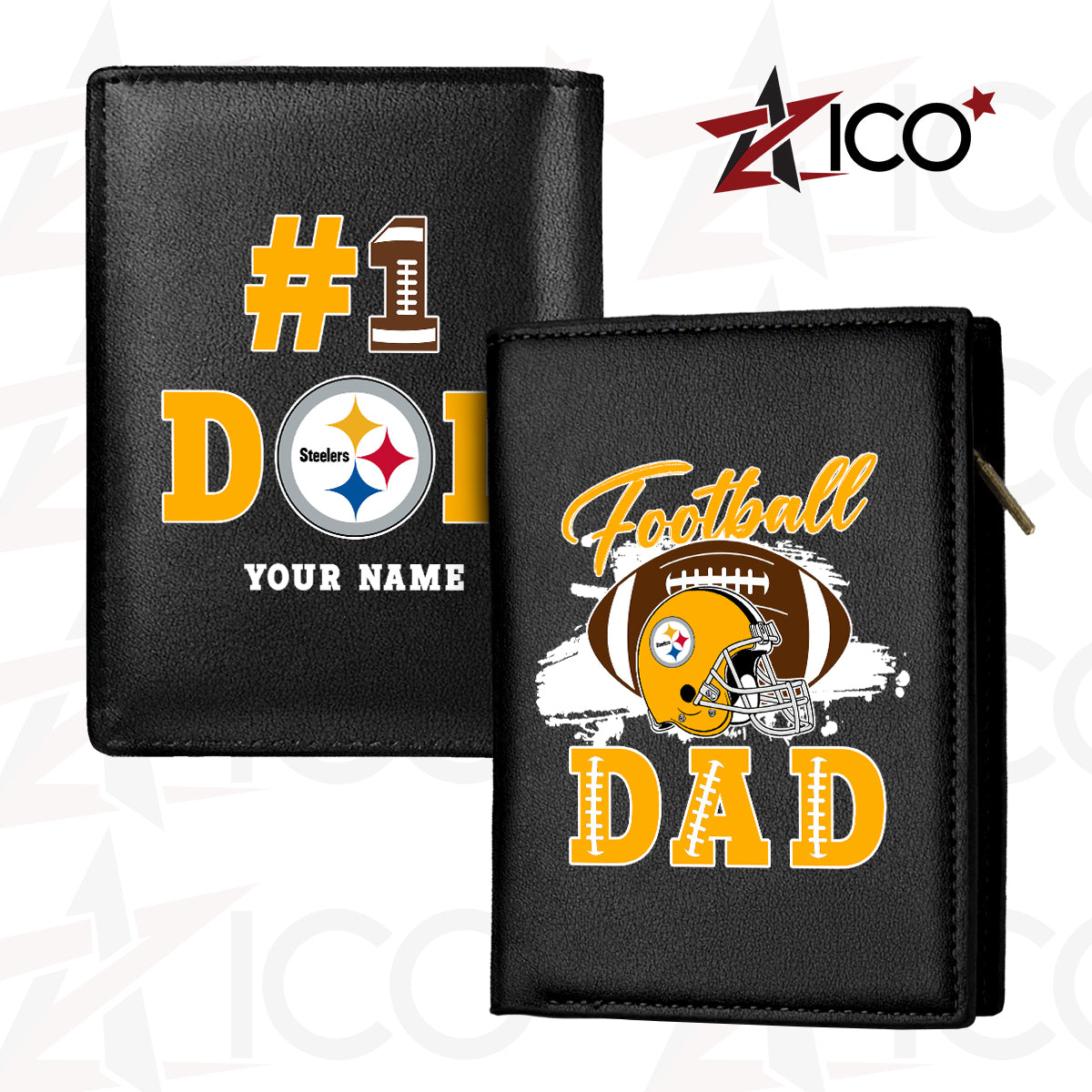 Pittsburgh Steelers Farther’s Day Men’s Slim Vertical Leather Wallet Trending 2025 AZHGSVLW000027