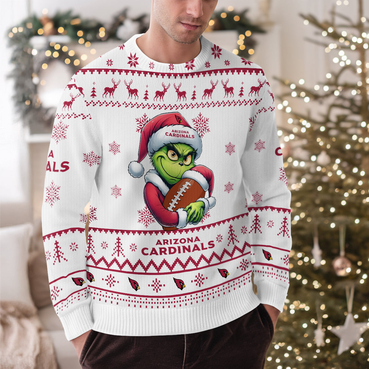 Arizona Cardinals Premium Ugly Christmas Sweater Limited Edition AZHGUSW000001White