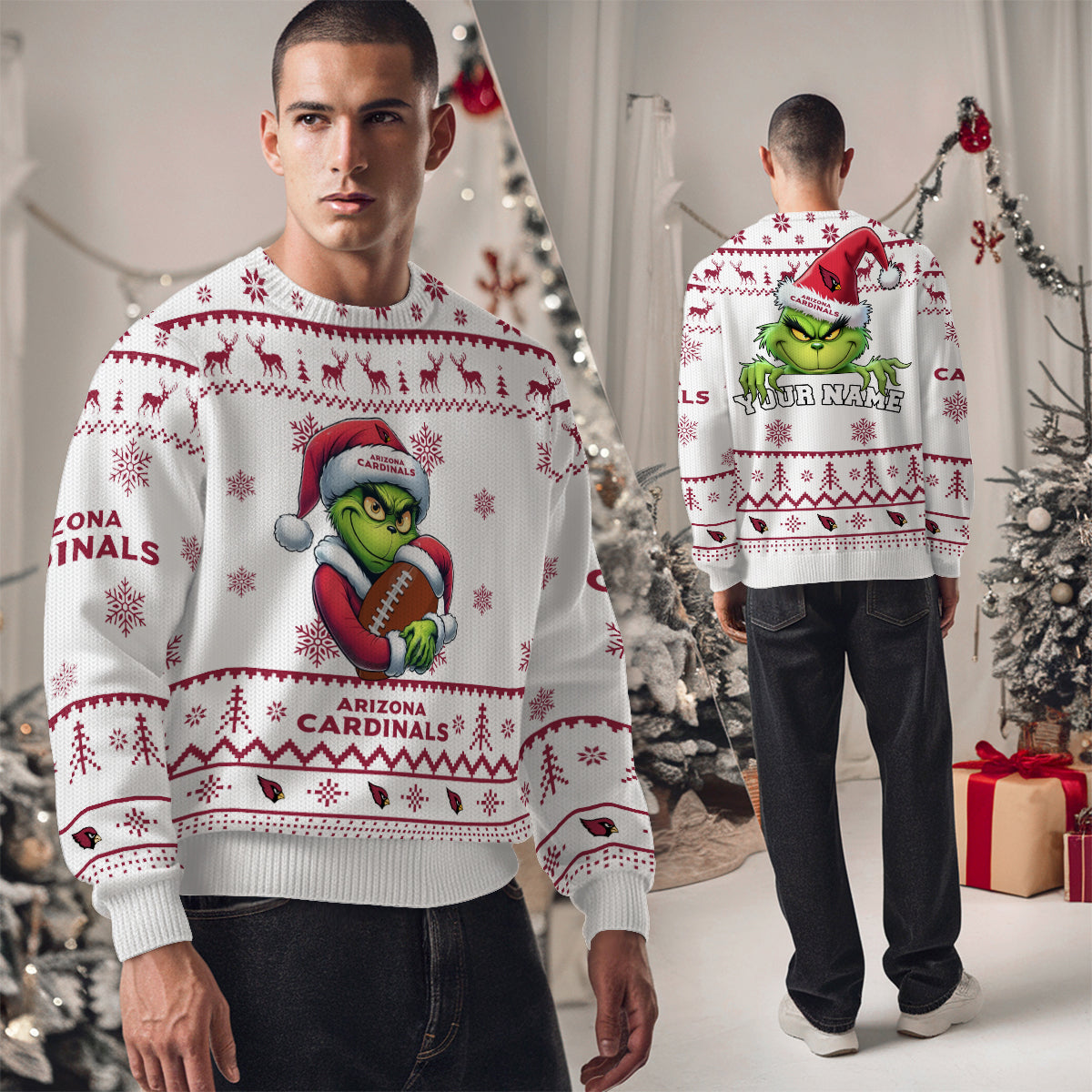 Arizona Cardinals Premium Ugly Christmas Sweater Limited Edition AZHGUSW000001White
