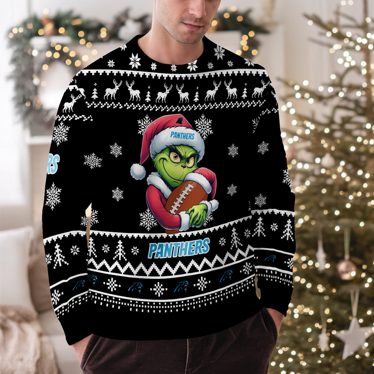 Carolina Panthers Premium Ugly Christmas Sweater Limited Edition AZHGUSW000003Black