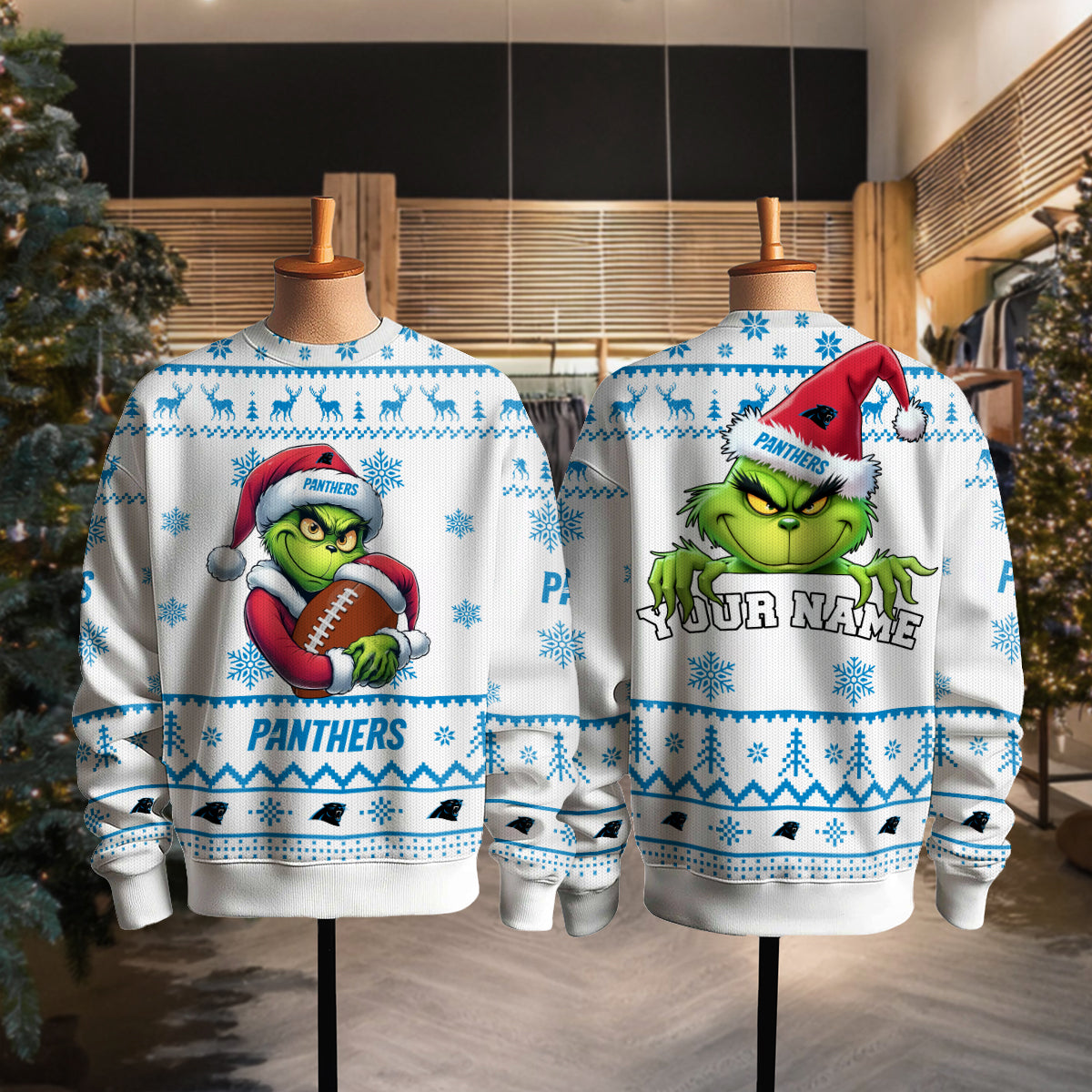 Carolina Panthers Premium Ugly Christmas Sweater Limited Edition AZHGUSW000003White